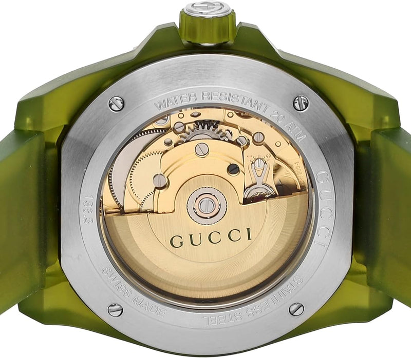 Shop Gucci Dive Automatic Green Dial Green Rubber Strap Unisex Watch - YA136345 in USA