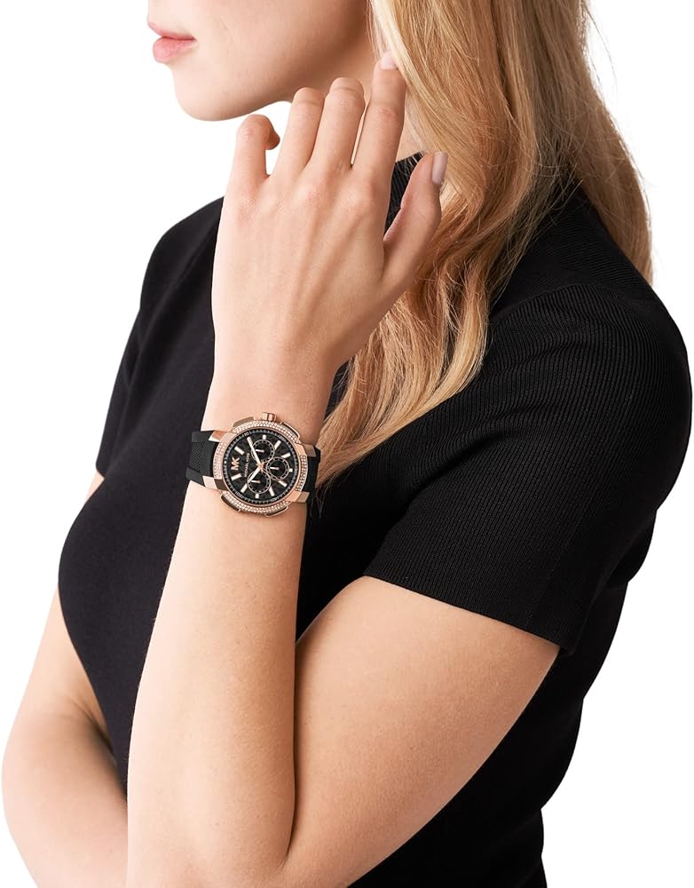 Michael Kors Sydney Pave Black Dial Black Silicone Strap Watch for Women - MK7245 Buy Now By Michael Kors