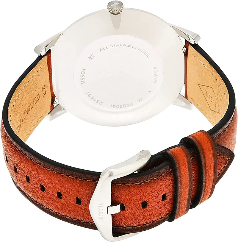 Fossil Minimalist Blue Dial Brown Leather Strap Watch for Men - FS5304 Buy Now By Fossil