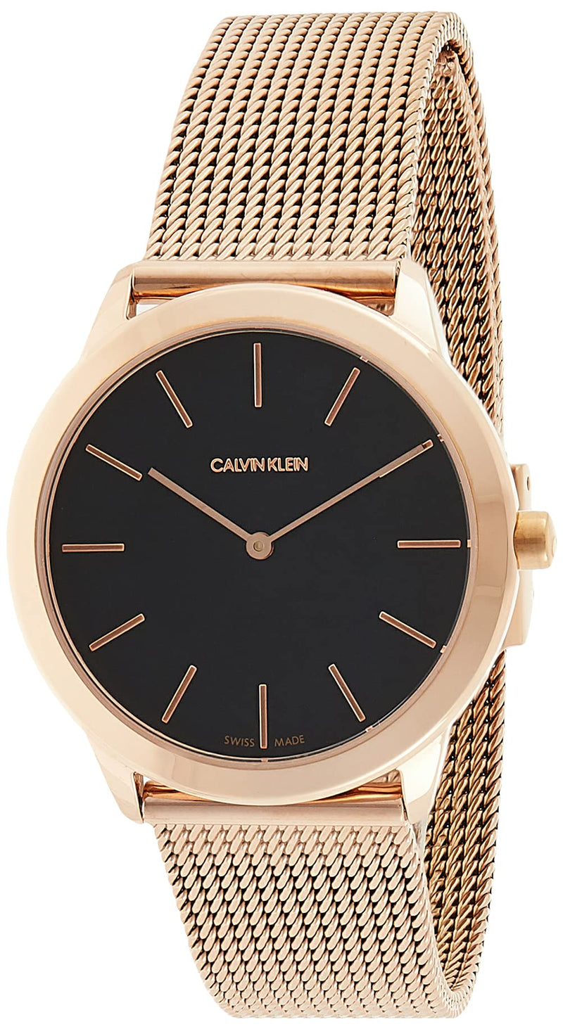 Calvin Klein Minimal Black Dial Rose Gold Mesh Bracelet Watch for Women - K3M2262Y Buy Now By Calvin Klein