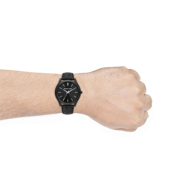 Michael Kors Slim Runway Black Dial Black Leather Strap Watch For Men - MK8908 Buy Now By Michael Kors