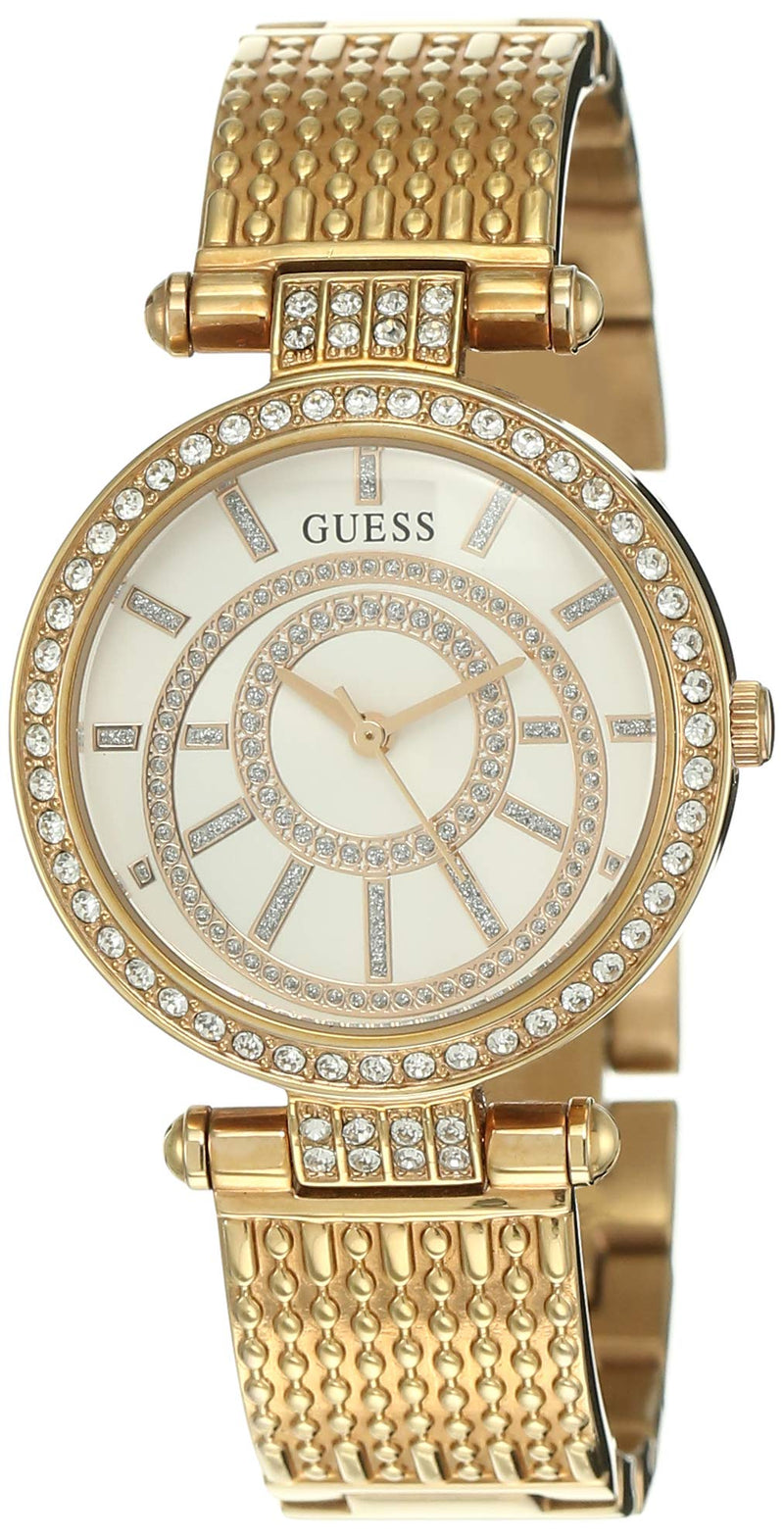 Guess Muse Quartz Silver Dial Rose Gold Steel Strap Watch For Women - W1008L3 Buy Now By Guess