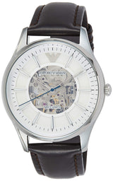 Emporio Armani Meccanico White Dial Brown Leather Strap Watch For Men - AR1946 Buy Now By Emporio Armani