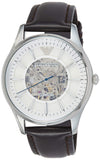 Emporio Armani Meccanico White Dial Brown Leather Strap Watch For Men - AR1946