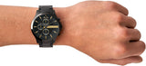 Armani Exchange Hampton Chronograph Black Dial Black Steel Strap Watch For Men - AX2164