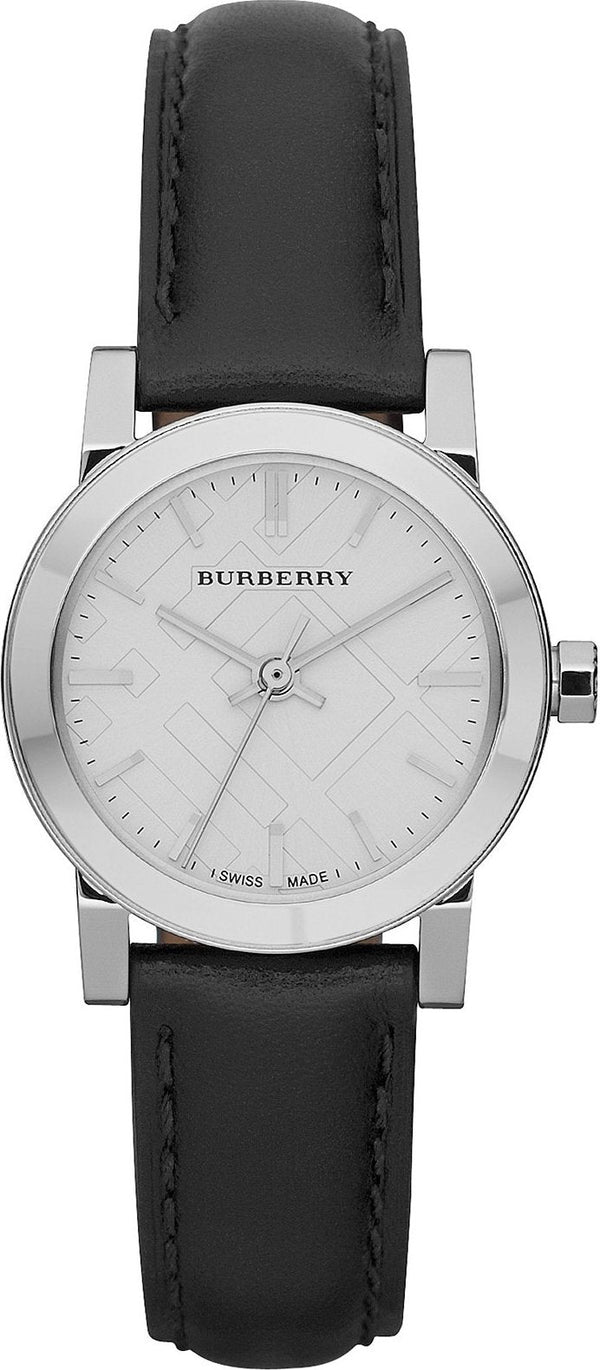 Shop Burberry The City White Dial Black Leather Strap Watch for Women - BU9206 in USA