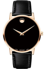 Movado Museum Black Dial Black Leather Strap Watch For Men - 2100005 Buy Now By Movado