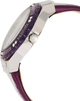 Shop Guess Limelight Quartz Silver Dial Purple Leather Strap Watch For Women - W0775L6 in USA