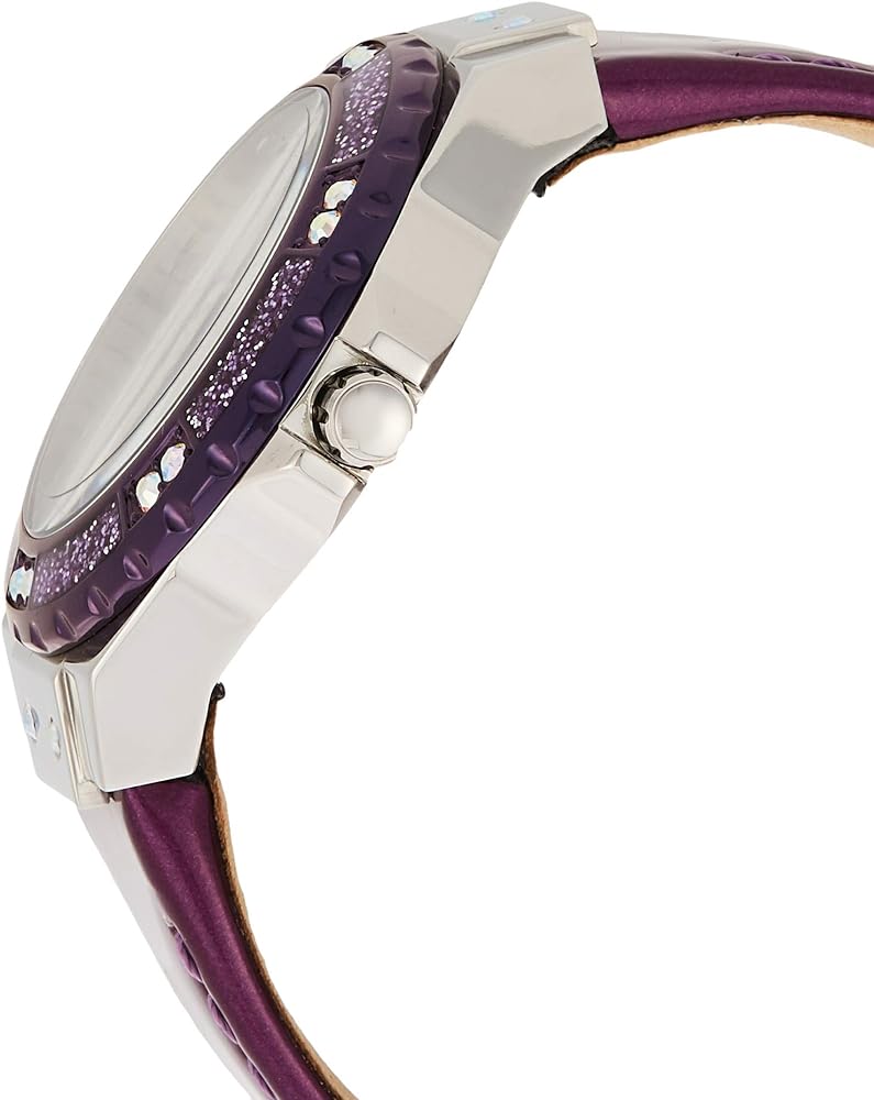 Shop Guess Limelight Quartz Silver Dial Purple Leather Strap Watch For Women - W0775L6 in USA