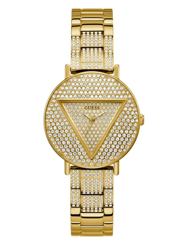 Shop Guess Trend Diamonds Gold Dial Gold Steel Strap Watch for Women - GW0512L2 in USA
