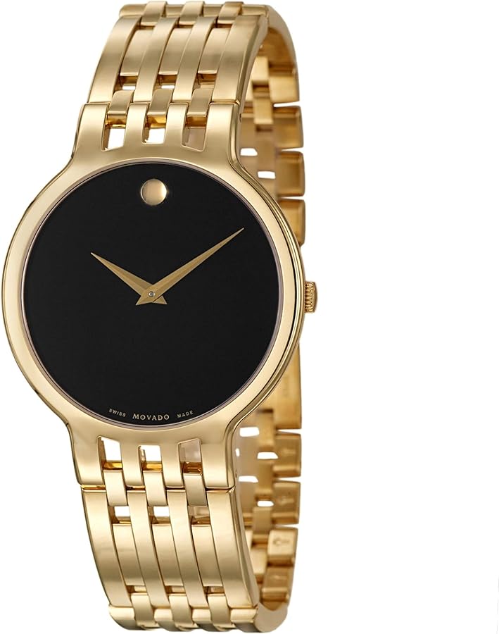 Shop Movado Veturi Quartz Black Dial Gold Steel Strap Watch for Men - 0606934 in USA