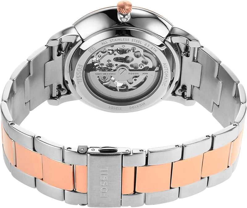 Fossil Neutra Automatic Skeleton White Dial Two Tone Steel Strap Watch for Men - ME3196 Buy Now By Fossil