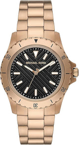 Michael Kors Everest Three Hand Quartz Black Dial Gold Steel Strap Watch For Men - MK9140 Buy Now By Michael Kors
