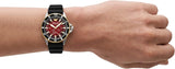 Emporio Armani Sea Explorer Meccanico Automatic Red Dial Black Silicon Strap Watch For Men - AR60070