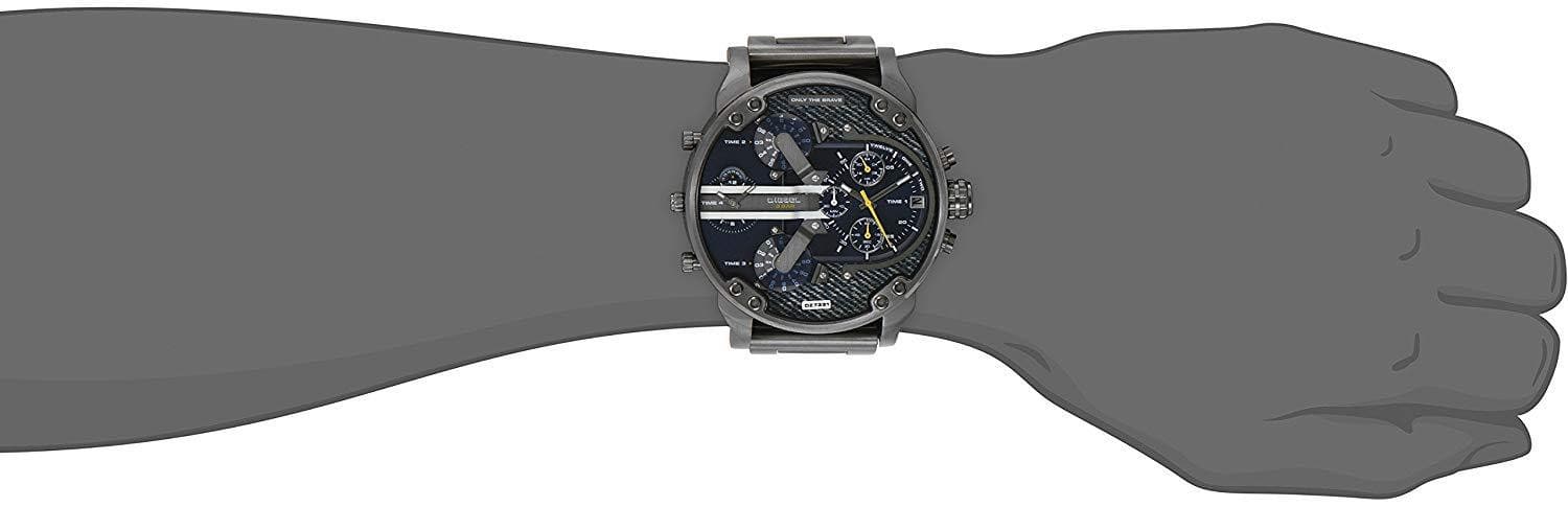Diesel Big Daddy 2.0 Chronograph Blue Dial Grey Steel Strap Watch For Men - DZ7331