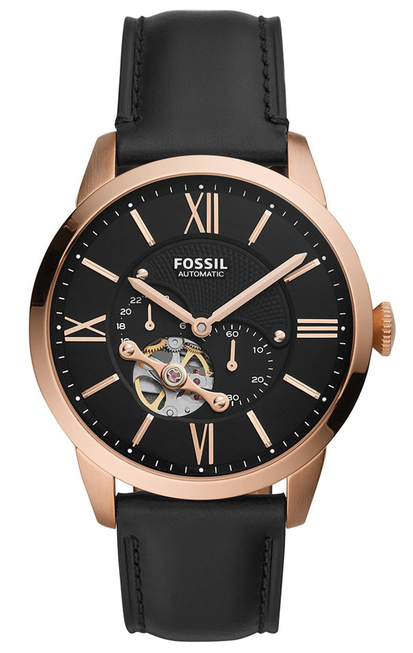 Fossil Townsman Automatic Black Dial Black Leather Strap Watch for Men - ME3170 Buy Now By Fossil