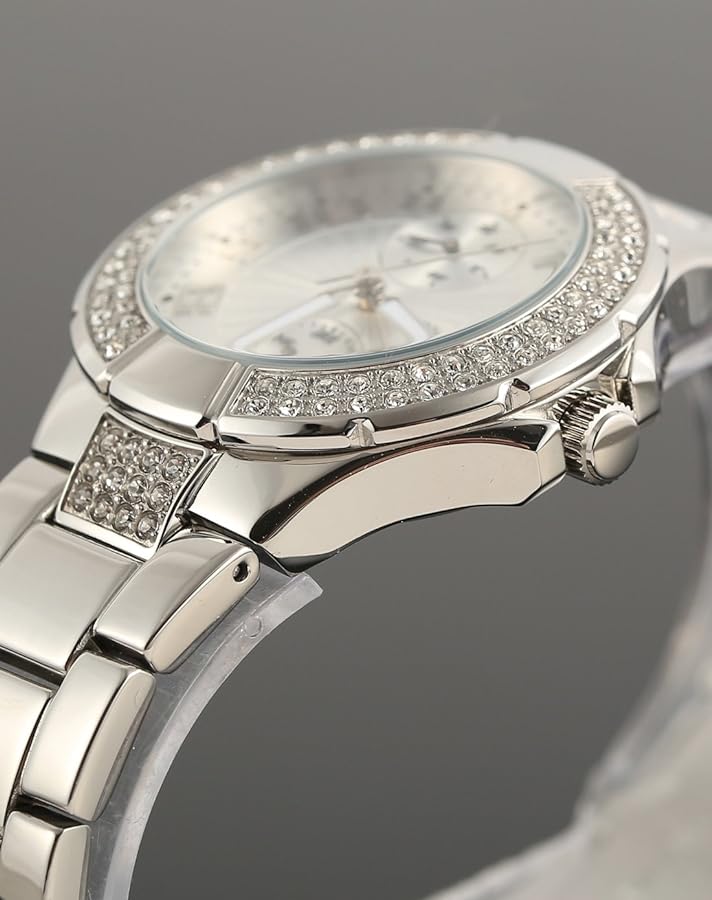 Guess Mini Prism Diamonds Silver Dial Silver Steel Strap Watch for Women - W12638L1 Buy Now By Guess