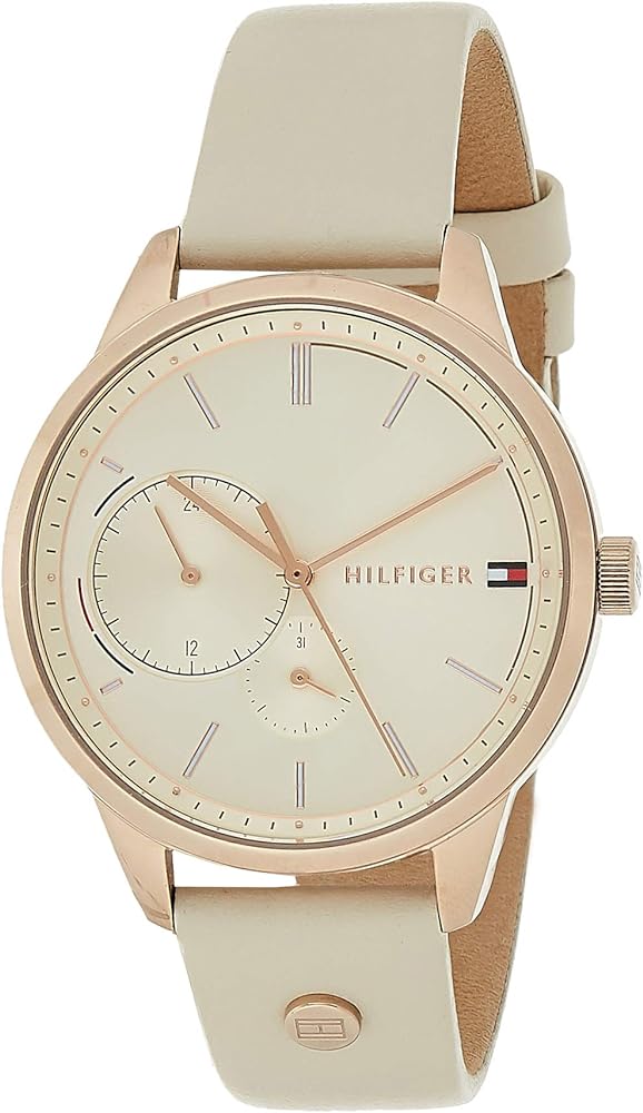 Shop Tommy Hilfiger Brooke Quartz White Dial Cream Leather Strap Watch for Women - 1782022 in USA