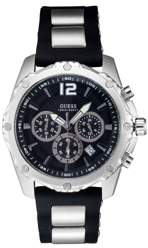 Shop Guess Intrepid Chronograph Black Dial Two Tone Steel Strap Watch for Men - W0167G1 in USA