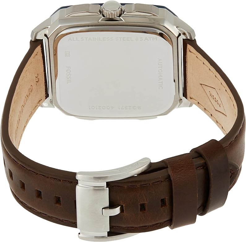 Fossil Inscription Automatic Skeleton Blue Dial Brown Leather Strap Watch for Men - BQ2571 Buy Now By Fossil