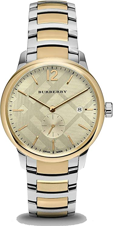 Shop Burberry The Classic Gold Dial Two Tone Steel Strap Watch for Men - BU10011 in USA
