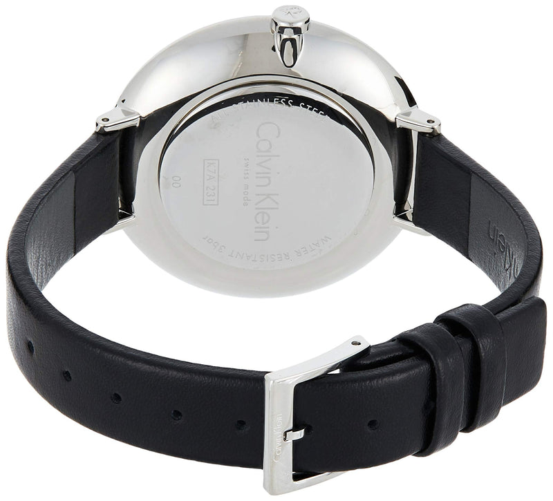 Calvin Klein Rise White Grey Dial Black Leather Strap Watch for Women - K7A231C3 Buy Now By Calvin Klein