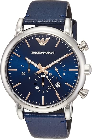 Emporio Armani Luigi Chronograph Blue Dial Blue Leather Strap Watch For Men - AR11451 Buy Now By Emporio Armani