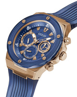 Shop Guess Poseidon Chronograph Blue Dial Blue Silicone Strap Watch For Men - GW0425G3 in USA