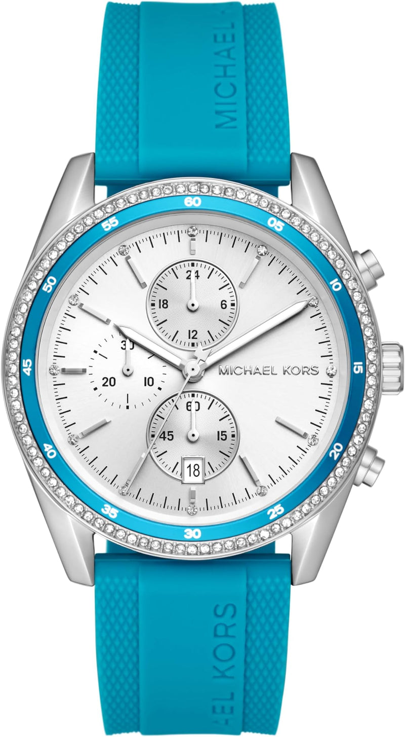 Michael Kors Hadyn Analog Silver Dial Blue Rubber Strap Watch for Women - MK7485 Buy Now By Michael Kors