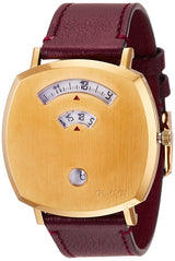 Gucci Grip Yellow Gold Dial Maroon Leather Strap Unisex Watch - YA157411 Buy Now By Gucci