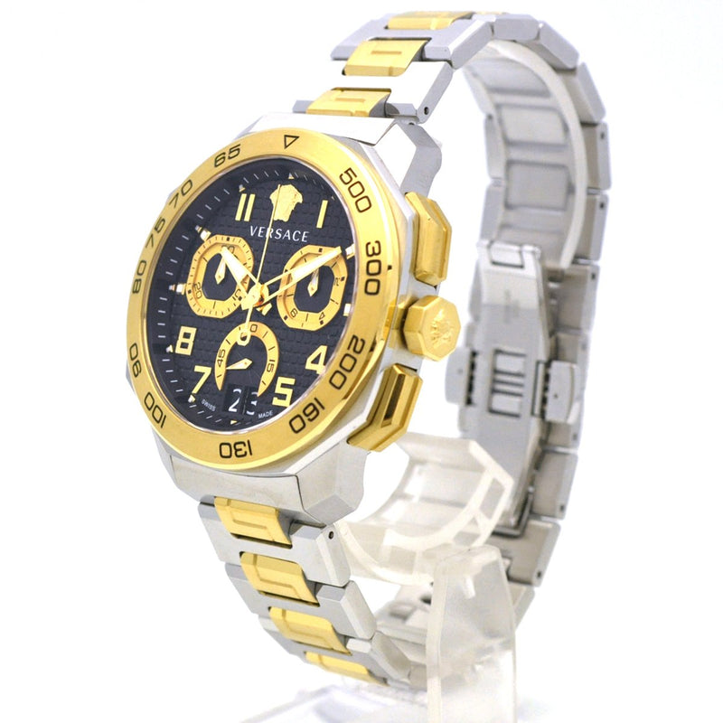 Versace Dylos Chronograph Black Dial Two Tone Steel Strap Watch for Men - VQC100016 Buy Now By Versace