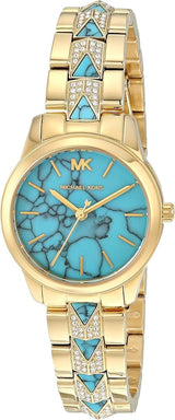 Michael Kors Petite Runway Mercer Blue Dial Gold Steel Strap Watch For Women - MK6673 Buy Now By Michael Kors