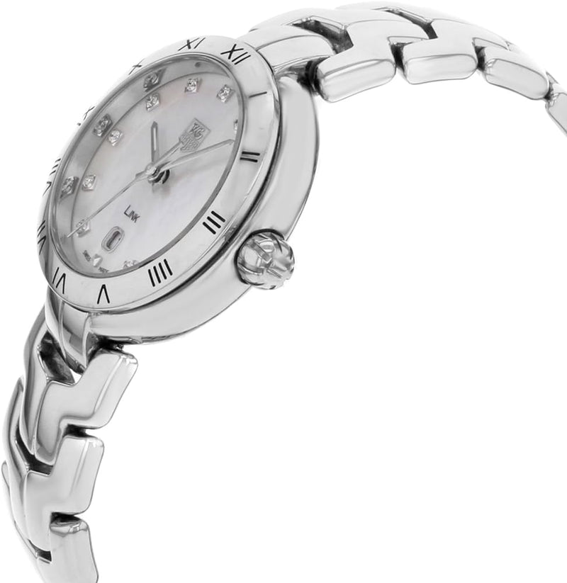 Shop Tag Heuer Link Diamonds Mother of Pearl Dial Silver Steel Strap Watch for Women - WAT1417.BA0954 in USA