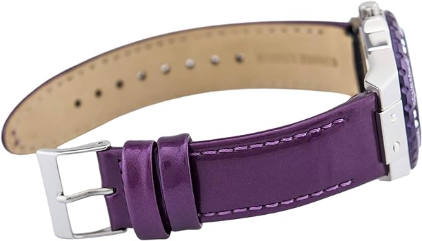 Shop Guess Limelight Quartz Silver Dial Purple Leather Strap Watch For Women - W0775L6 in USA