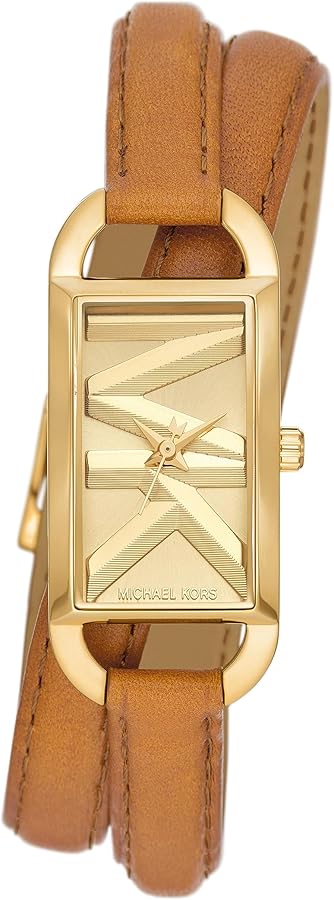 Shop Michael Kors Empire Three Hand Gold Dial Brown Leather Strap Watch for Women - MK4721 in USA