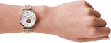 Emporio Armani Meccanico Gianni T-Bar Silver Dial Rose Gold Steel Strap Watch For Women - AR60023