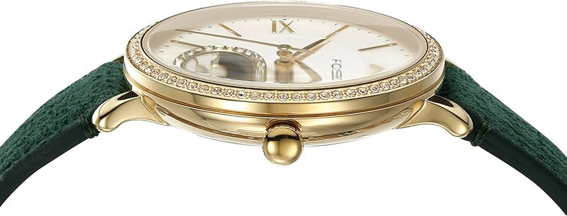 Fossil Jacqueline Multifunction Moonphase Mother of Pearl White Dial Green Leather Strap Watch for Women - ES5244 Buy Now By Fossil
