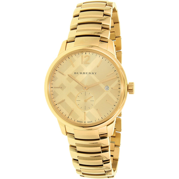 Shop Burberry The Classic Gold Dial Gold Steel Strap Watch for Men - BU10006 in USA