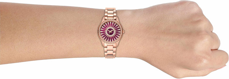 Michael Kors Layton Three Hand Red Dial Rose Gold Steel Strap Watch For Women - MK6893 Buy Now By Michael Kors