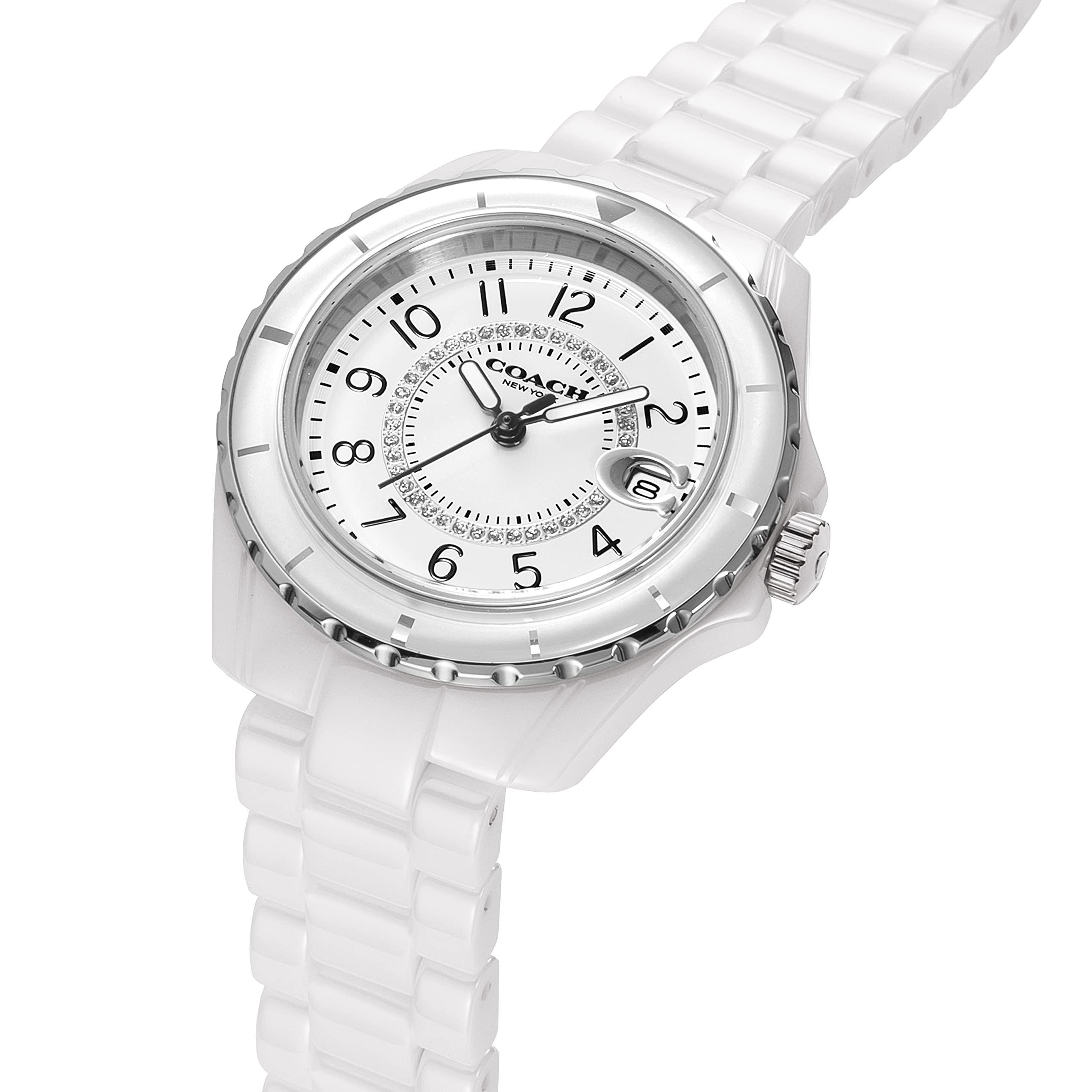 Coach Preston White Dial White Steel Strap Watch for Women - 14503462