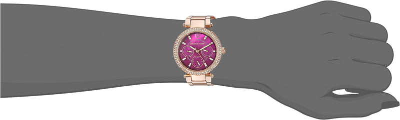 Michael Kors Mini Parker Multi-Function Plum Mother of Pearl Dial Rose Gold Steel Strap Watch For Women - MK6403 Buy Now By Michael Kors