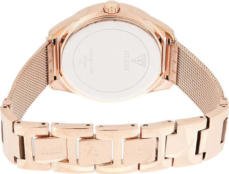 Shop Guess Tri Glitz Quartz Diamonds Rose Gold Dial Rose Gold Mesh Bracelet Watch For Women - W1142L4 in USA
