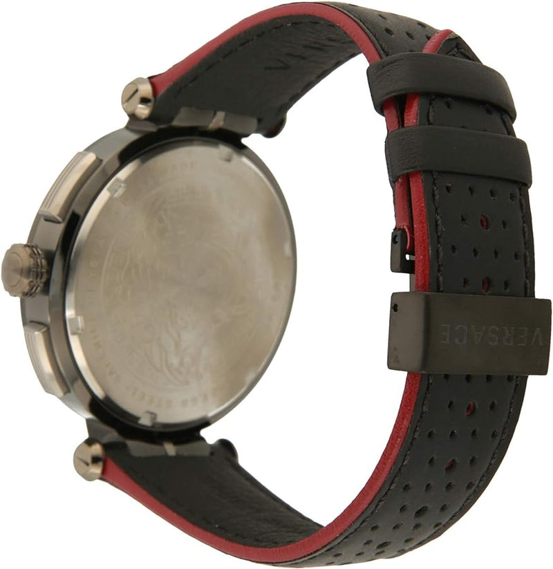 Versace V-Racer Aion Chronograph Black Dial Black Leather Strap Watch for Men - VBR030017 Buy Now By Versace