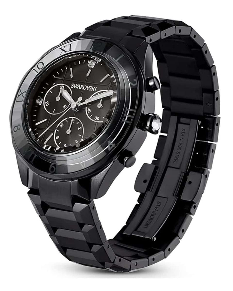 Shop Swarovski Dextera Chronograph Black Dial Black Steel Strap Watch for Women - 5641393 in USA