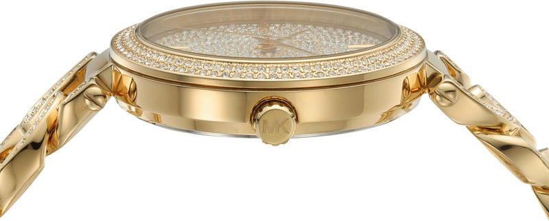 Shop Michael Kors Catelyn Crystals Gold Dial Gold Steel Strap Watch For Women - MK4674 in USA