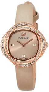 Shop Swarovski Crystal Flower Grey Dial Grey Leather Strap Watch for for Women - 5552424 in USA