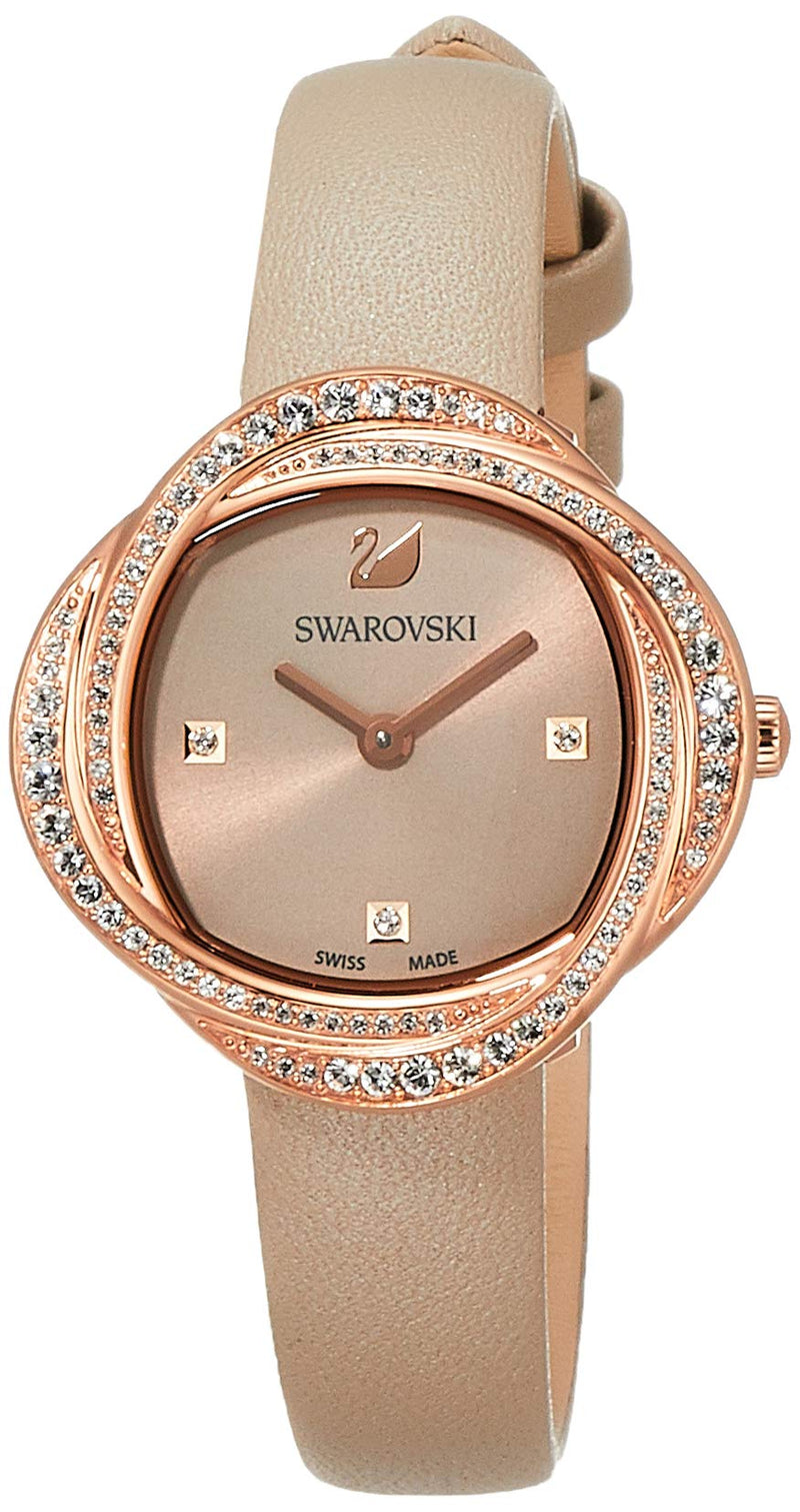 Shop Swarovski Crystal Flower Grey Dial Grey Leather Strap Watch for for Women - 5552424 in USA