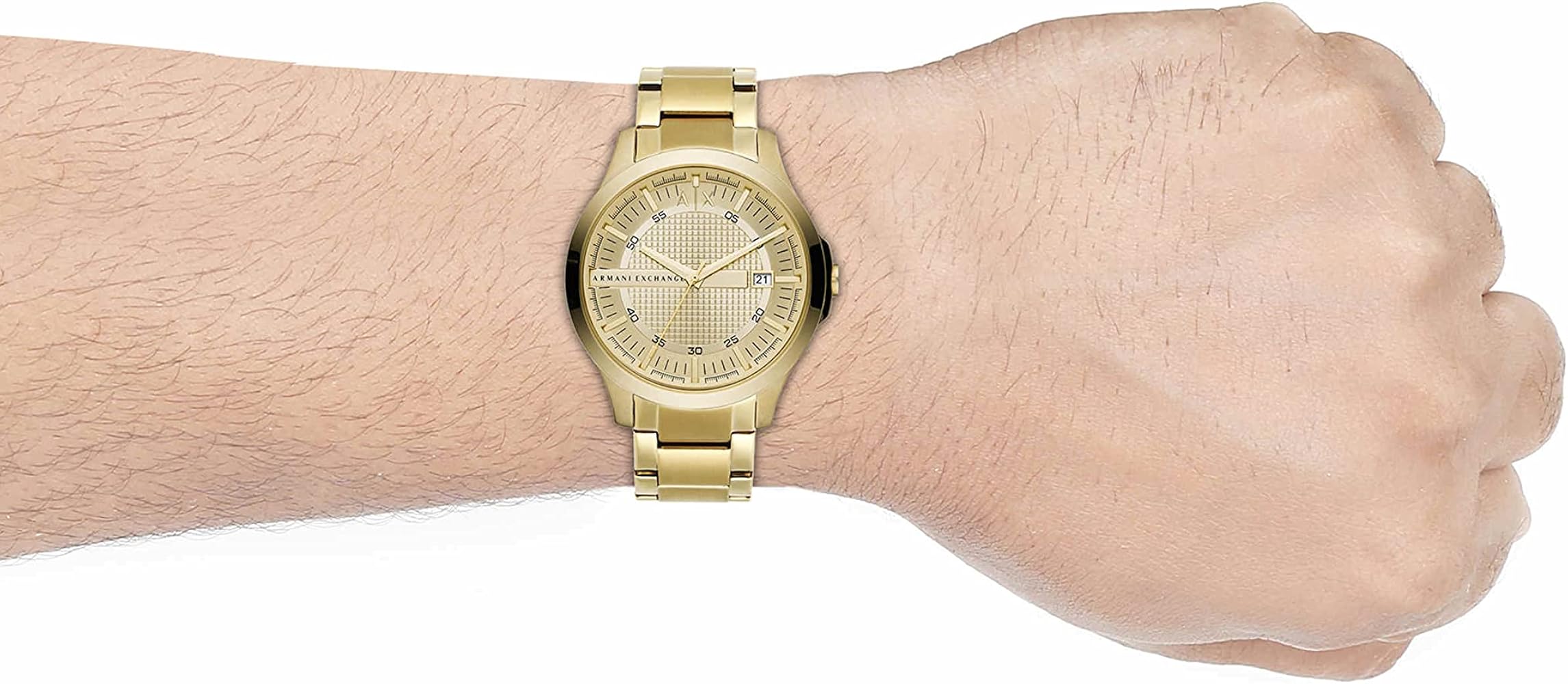 Armani Exchange Hampton Chronograph Gold Dial Gold Steel Strap Watch For Men - AX2415