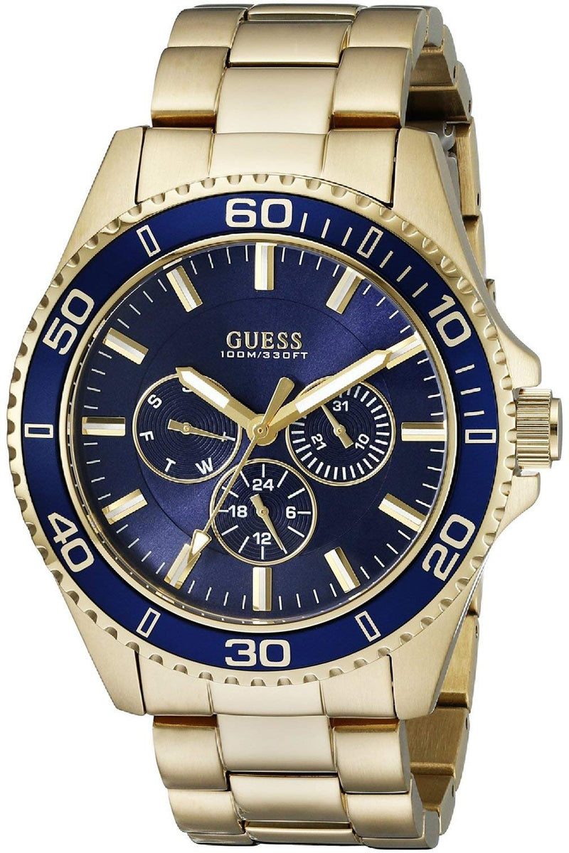 Shop Guess Chaser Multifunction Blue Dial Gold Steel Strap Watch for Men - W0172G5 in USA
