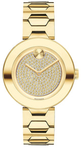 Movado Bold Crystal Gold Dial Gold Steel Strap Watch For Women - 3600492 Buy Now By Movado